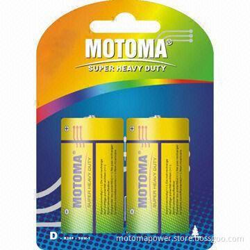 D Size/R20P Carbon Battery with 630 Minutes Discharge Time, Available in Shrink and Blister Package